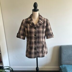 Plaid Brown short sleeve Women's Top
